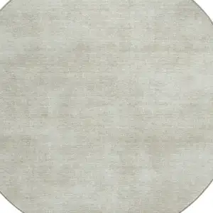 Photo of 8' Beige Round Washable Indoor Outdoor Area Rug
