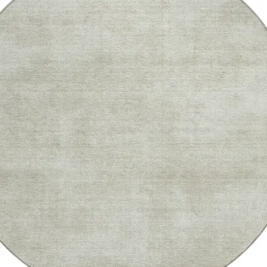 8' Beige Round Washable Indoor Outdoor Area Rug Photo 5