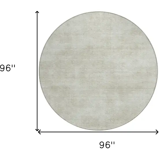 8' Beige Round Washable Indoor Outdoor Area Rug Photo 3