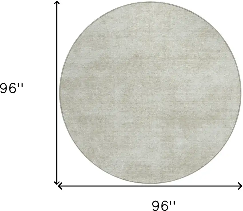 8' Beige Round Washable Indoor Outdoor Area Rug Photo 3
