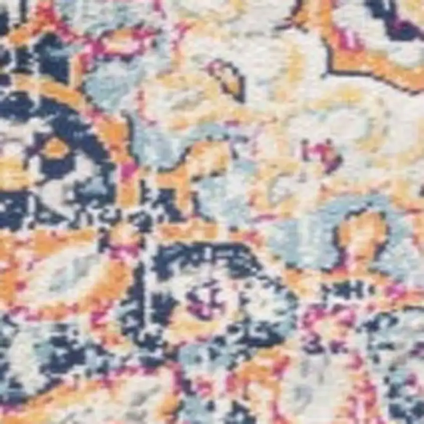 9' Beige Rust And Purple Medallion Runner Rug Photo 6