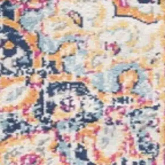 9' Beige Rust And Purple Medallion Runner Rug Photo 3