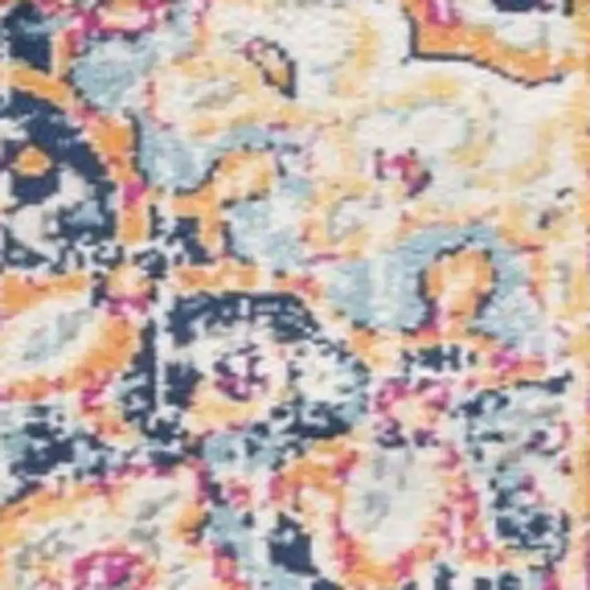 9' Beige Rust And Purple Medallion Runner Rug Photo 3