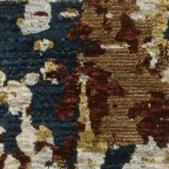 8' Beige Rust And Tan Abstract Runner Rug With Fringe Photo 5