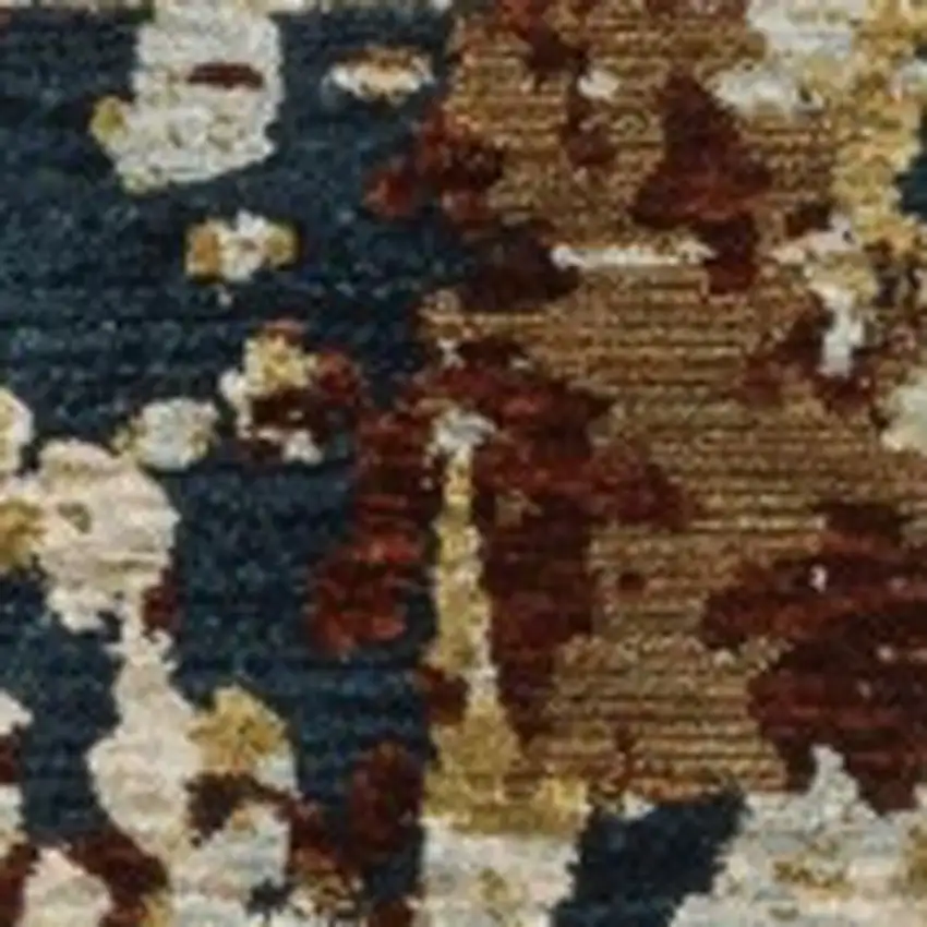 8' Beige Rust And Tan Abstract Runner Rug With Fringe Photo 5