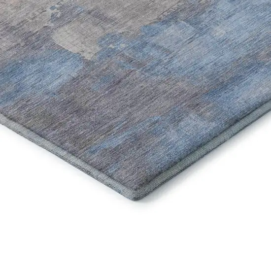 8' Beige Salmon And Blue Abstract Washable Area Rug With UV Protection Photo 5