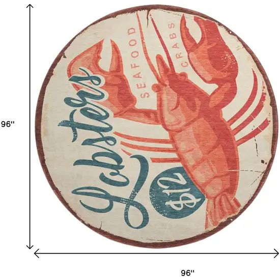 8' Beige Salmon And Brown Nautical Washable Round Rug With UV Protection Photo 3