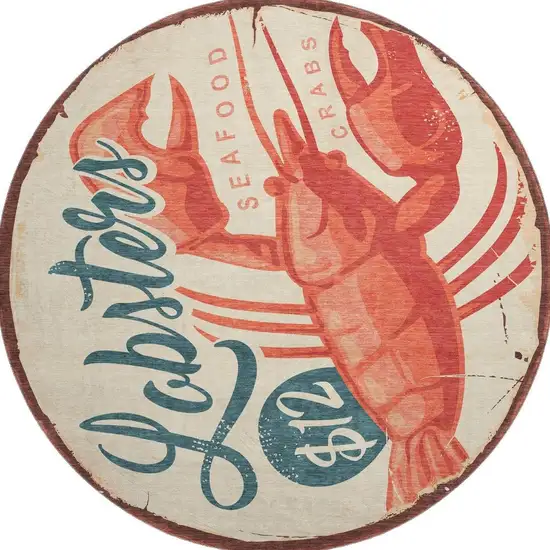 8' Beige Salmon And Brown Nautical Washable Round Rug With UV Protection Photo 4