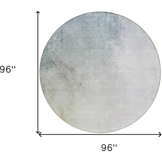 8' Beige Sky Blue And Teal Blue Round Ombre Washable Indoor Outdoor Area Rug Photo 3