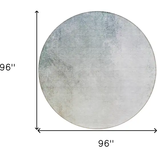 8' Beige Sky Blue And Teal Blue Round Ombre Washable Indoor Outdoor Area Rug Photo 3