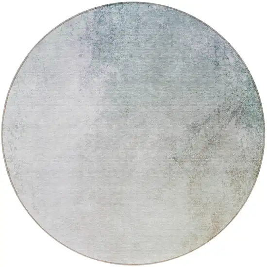 8' Beige Sky Blue And Teal Blue Round Ombre Washable Indoor Outdoor Area Rug Photo 5