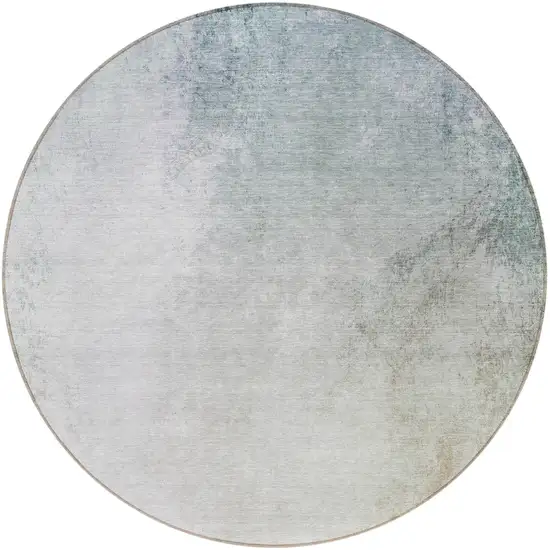 8' Beige Sky Blue And Teal Blue Round Ombre Washable Indoor Outdoor Area Rug Photo 5