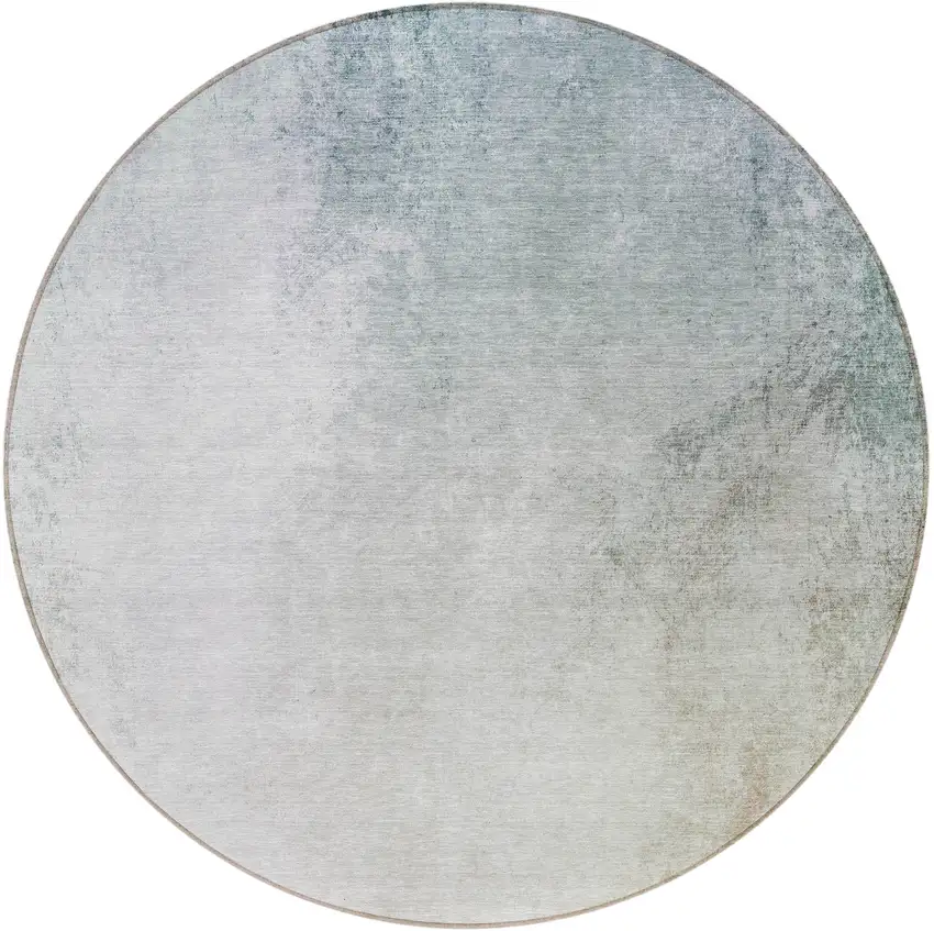 8' Beige Sky Blue And Teal Blue Round Ombre Washable Indoor Outdoor Area Rug Photo 5