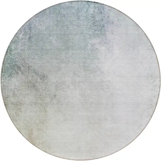 8' Beige Sky Blue And Teal Blue Round Ombre Washable Indoor Outdoor Area Rug Photo 2
