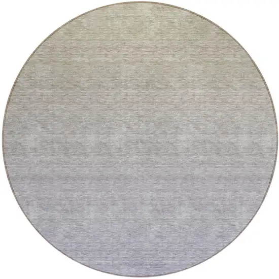 8' Beige Tan And Blue Round Ombre Washable Indoor Outdoor Area Rug Photo 2
