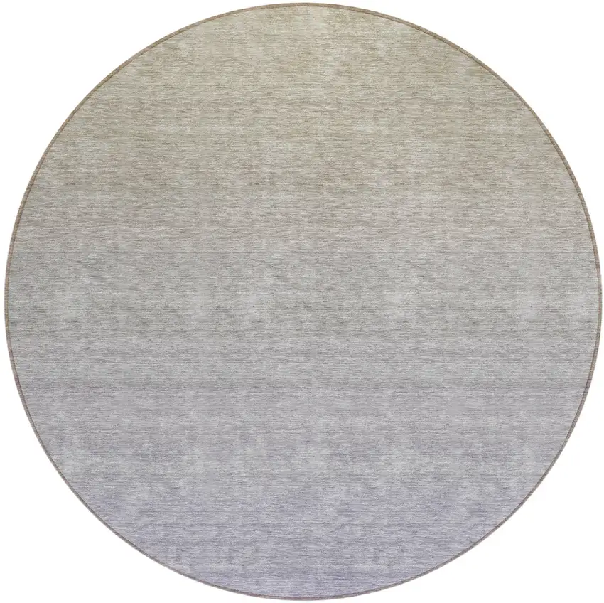 8' Beige Tan And Blue Round Ombre Washable Indoor Outdoor Area Rug Photo 2
