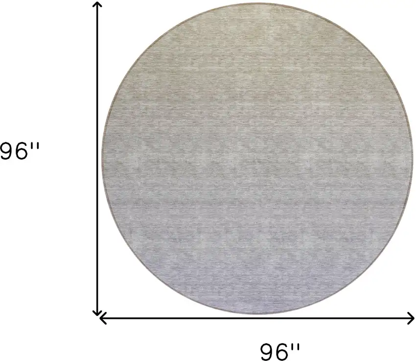 8' Beige Tan And Blue Round Ombre Washable Indoor Outdoor Area Rug Photo 3