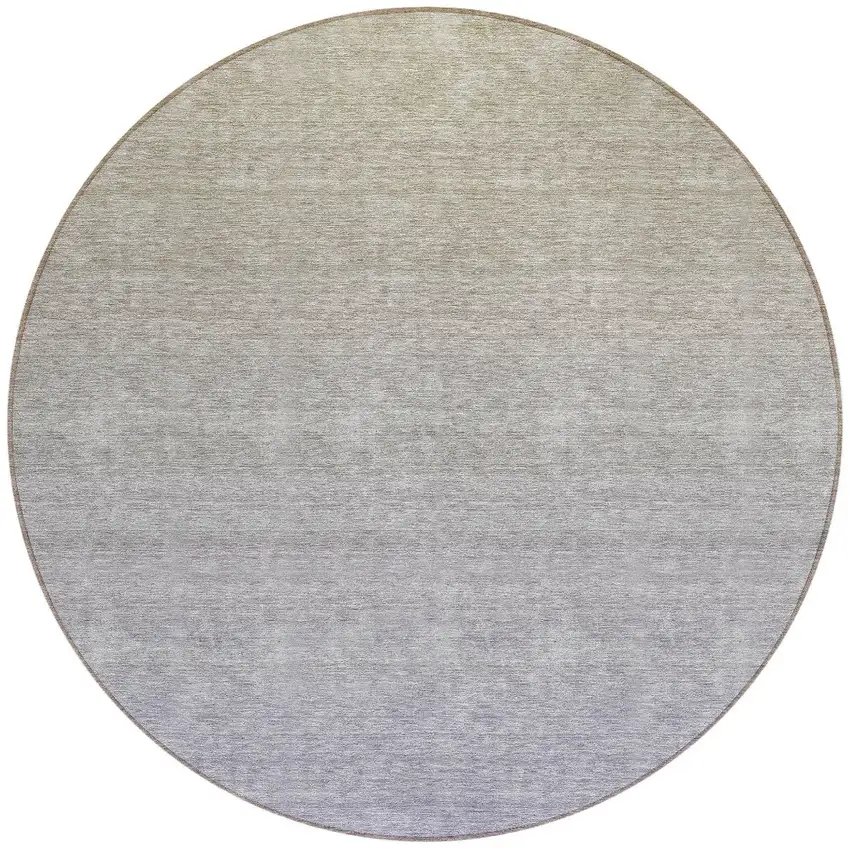 8' Beige Tan And Blue Round Ombre Washable Indoor Outdoor Area Rug Photo 4