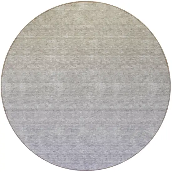 8' Beige Tan And Blue Round Ombre Washable Indoor Outdoor Area Rug Photo 5