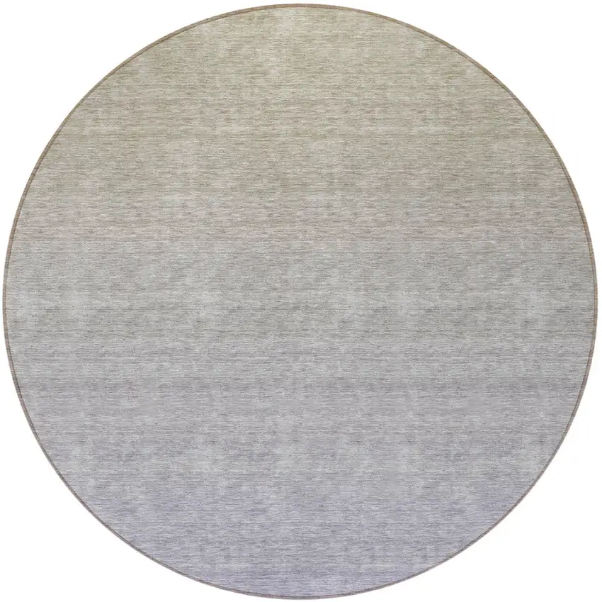 8' Beige Tan And Blue Round Ombre Washable Indoor Outdoor Area Rug Photo 5