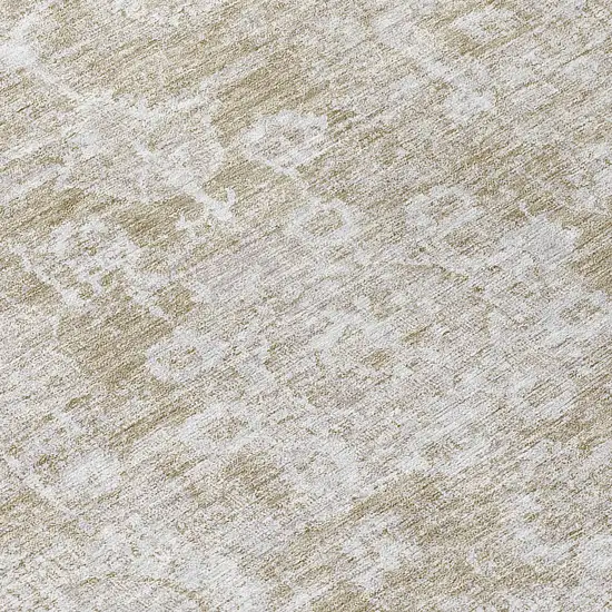 8' Beige Tan And Gray Round Floral Washable Indoor Outdoor Area Rug Photo 8