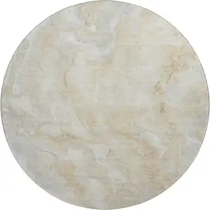Photo of 8' Beige Tan And Ivory Abstract Washable Round Rug With UV Protection