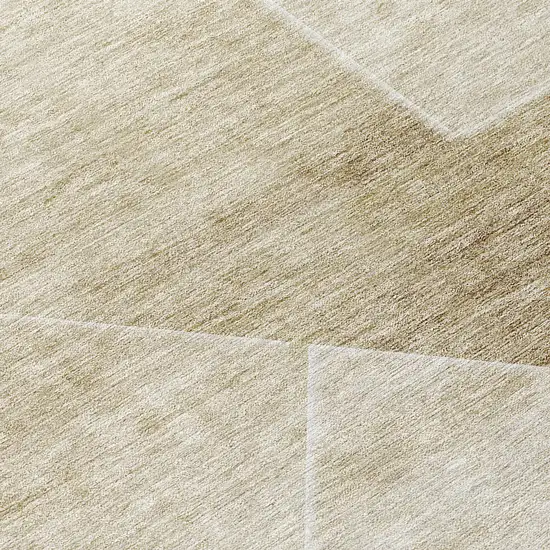8' Beige Tan And Ivory Round Abstract Washable Indoor Outdoor Area Rug Photo 8
