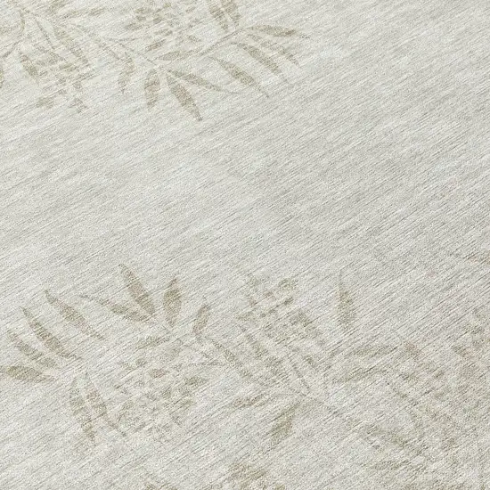8' Beige Tan And Ivory Round Floral Washable Indoor Outdoor Area Rug Photo 8