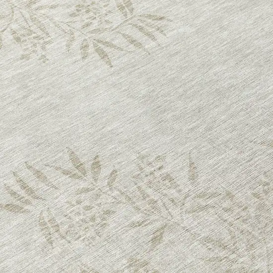 8' Beige Tan And Ivory Round Floral Washable Indoor Outdoor Area Rug Photo 8