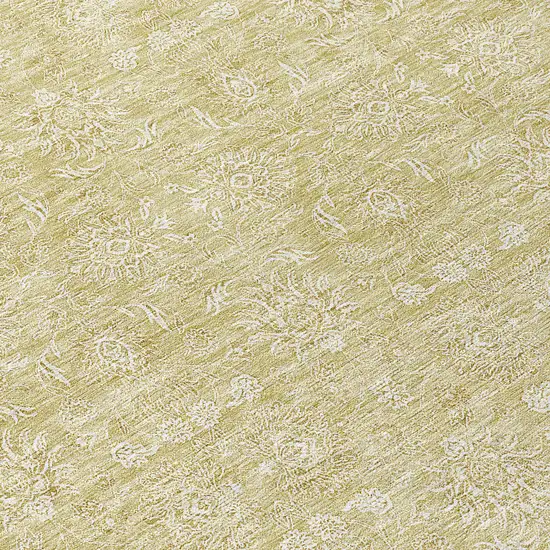 8' Beige Tan And Ivory Round Floral Washable Indoor Outdoor Area Rug Photo 9