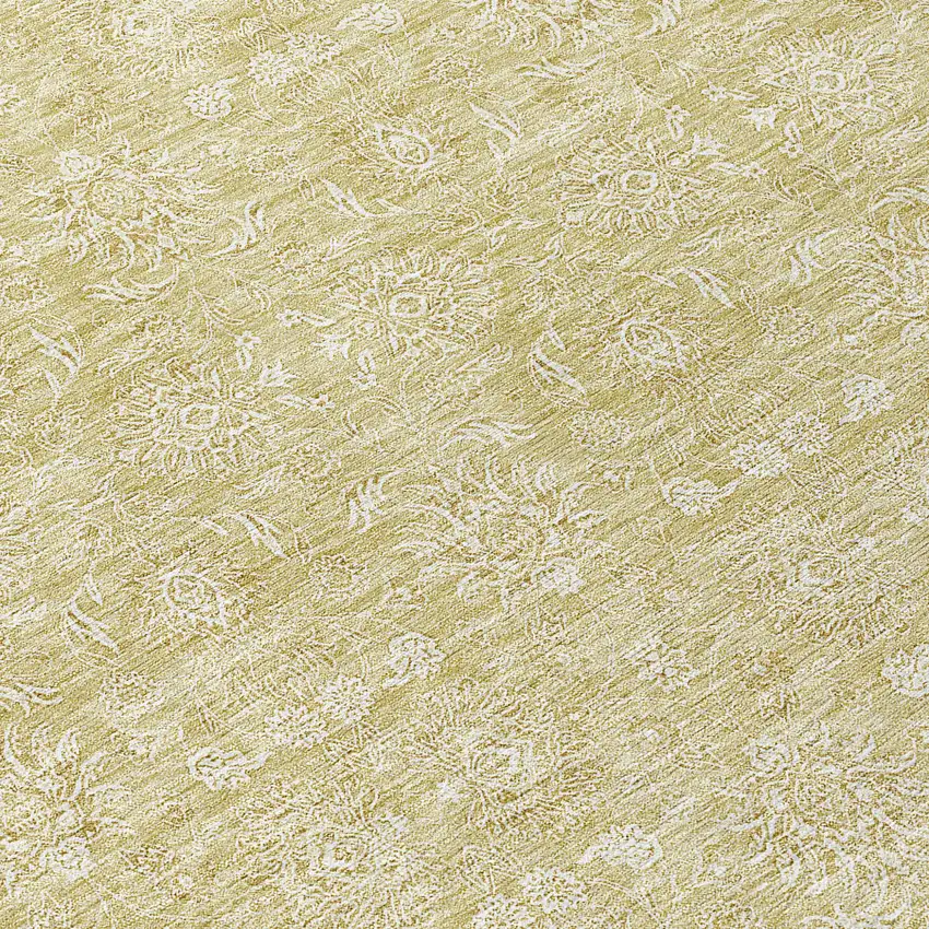8' Beige Tan And Ivory Round Floral Washable Indoor Outdoor Area Rug Photo 9
