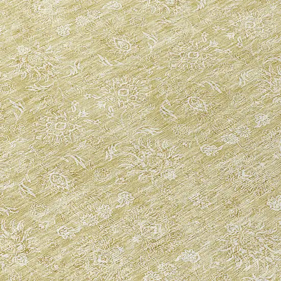 8' Beige Tan And Ivory Round Floral Washable Indoor Outdoor Area Rug Photo 9