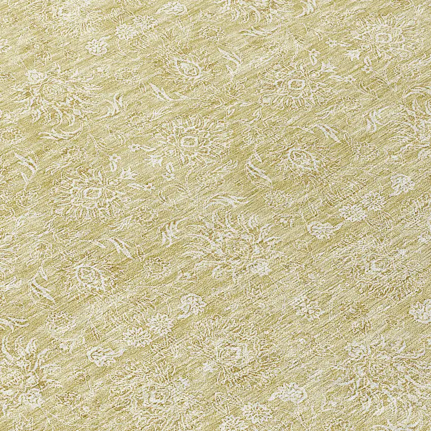 8' Beige Tan And Ivory Round Floral Washable Indoor Outdoor Area Rug Photo 9