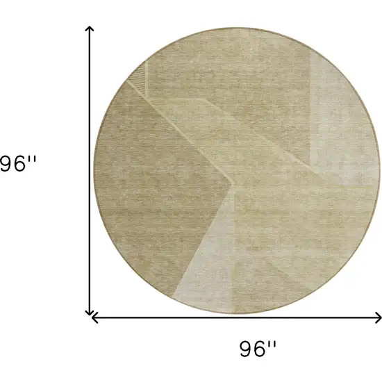 8' Beige Tan And Ivory Round Geometric Washable Indoor Outdoor Area Rug Photo 3