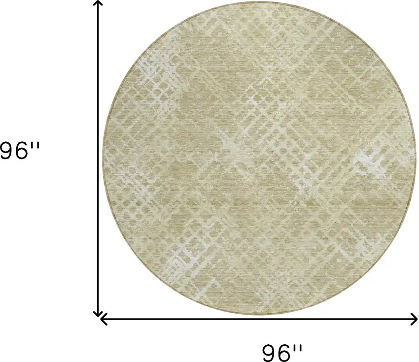 8' Beige Tan And Ivory Round Geometric Washable Indoor Outdoor Area Rug Photo 3