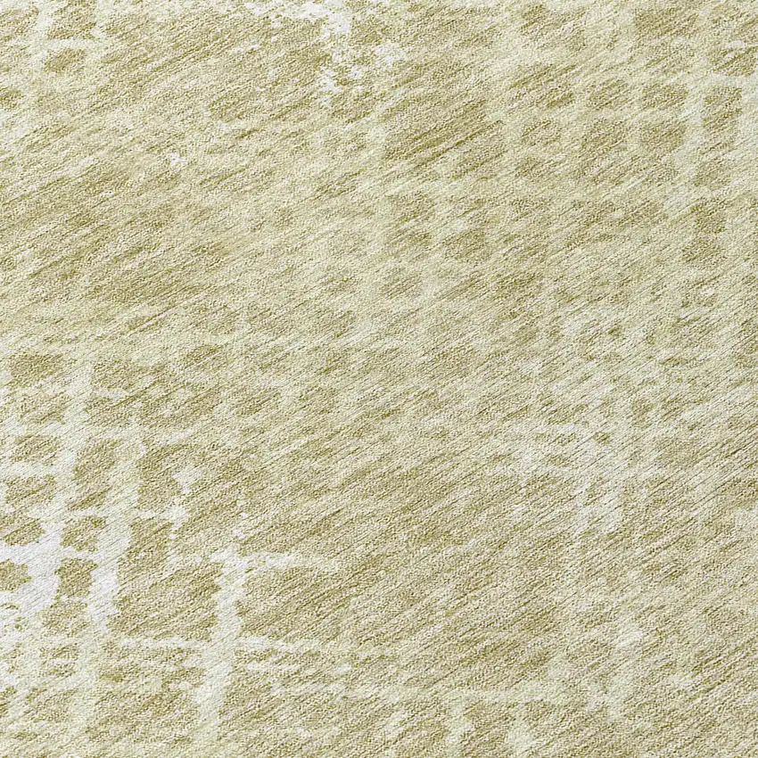 8' Beige Tan And Ivory Round Geometric Washable Indoor Outdoor Area Rug Photo 9