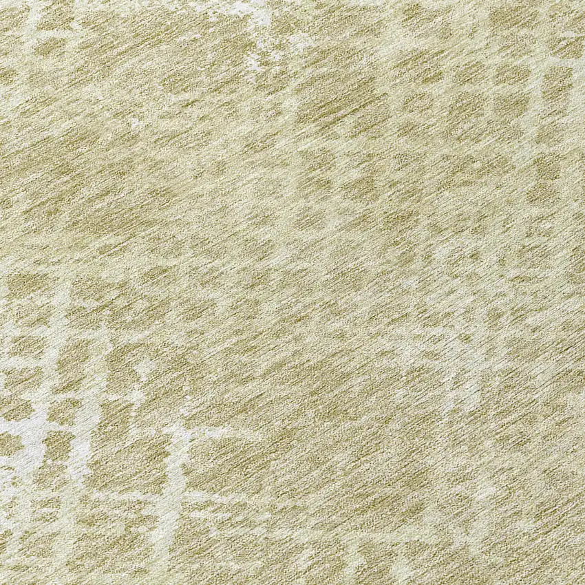 8' Beige Tan And Ivory Round Geometric Washable Indoor Outdoor Area Rug Photo 9