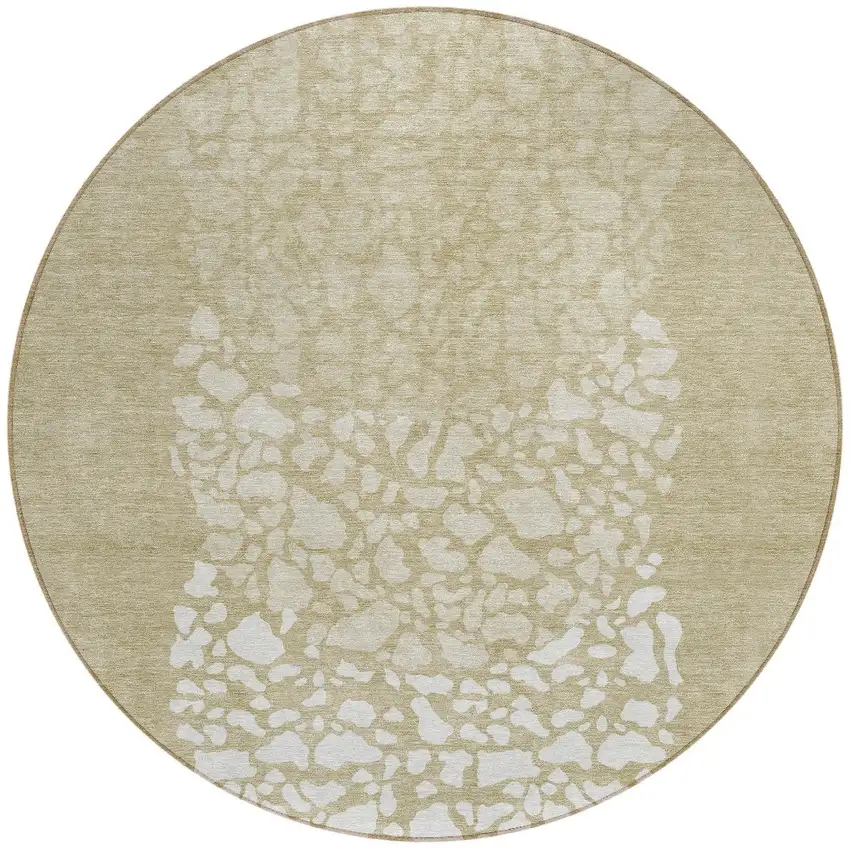 8' Beige Tan And Taupe Round Abstract Washable Indoor Outdoor Area Rug Photo 2