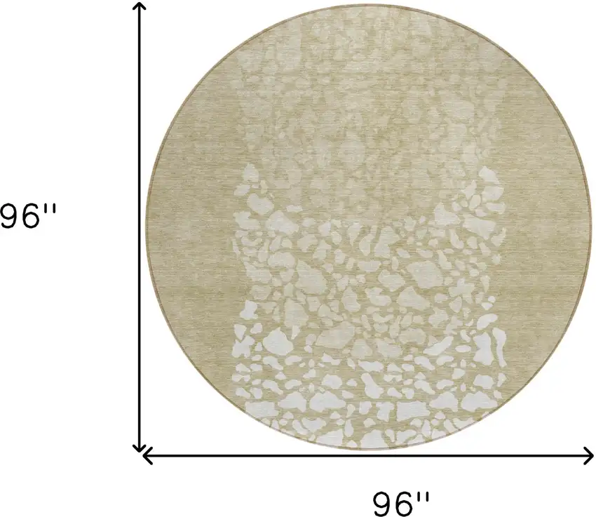 8' Beige Tan And Taupe Round Abstract Washable Indoor Outdoor Area Rug Photo 8