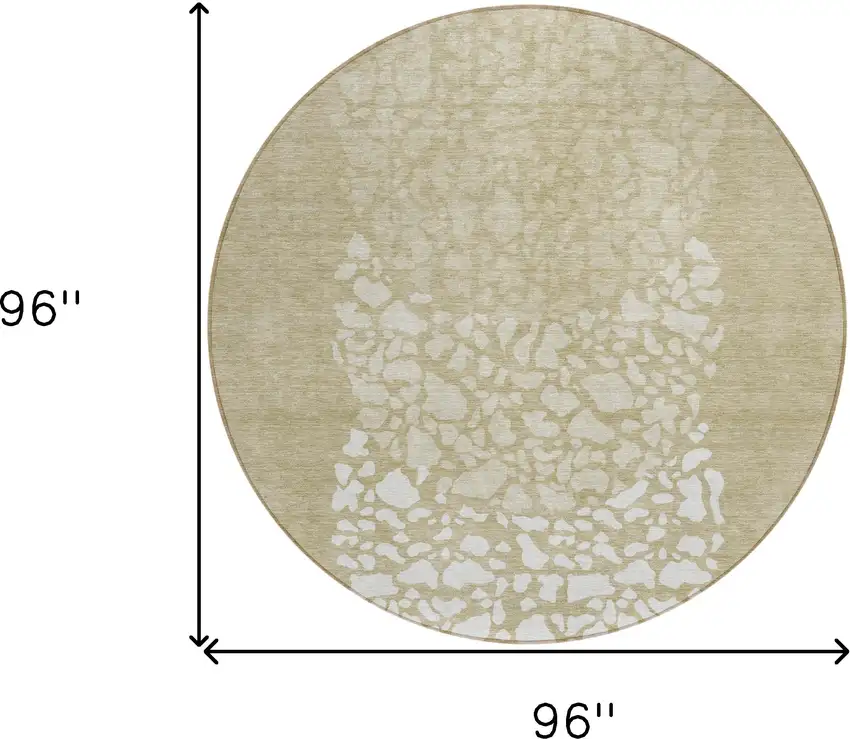 8' Beige Tan And Taupe Round Abstract Washable Indoor Outdoor Area Rug Photo 8