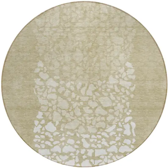 8' Beige Tan And Taupe Round Abstract Washable Indoor Outdoor Area Rug Photo 1