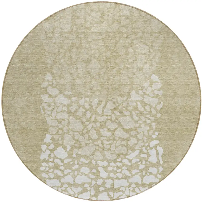 8' Beige Tan And Taupe Round Abstract Washable Indoor Outdoor Area Rug Photo 1