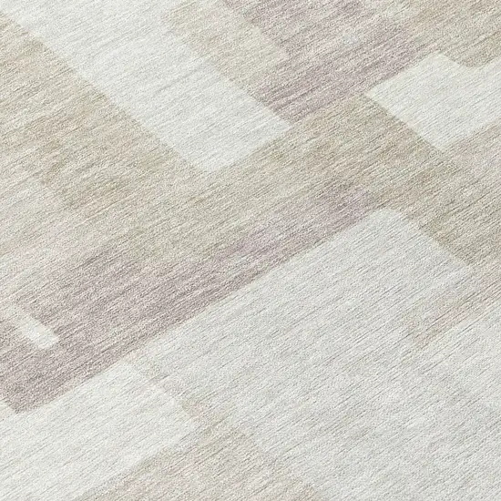 8' Beige Tan And Taupe Round Abstract Washable Indoor Outdoor Area Rug Photo 9
