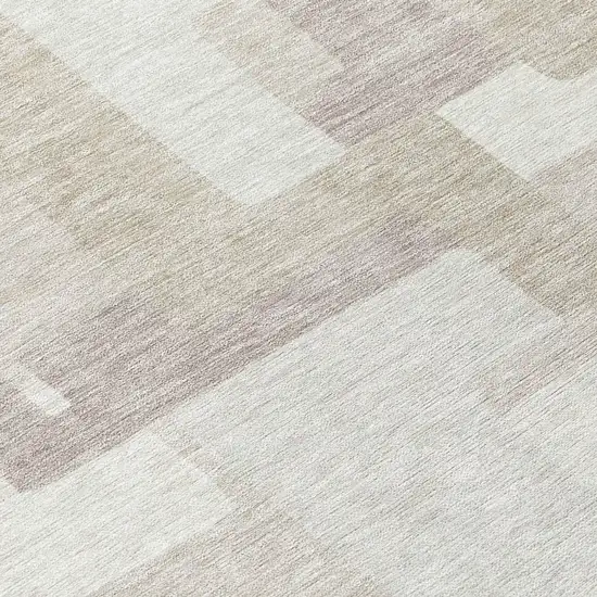8' Beige Tan And Taupe Round Abstract Washable Indoor Outdoor Area Rug Photo 9