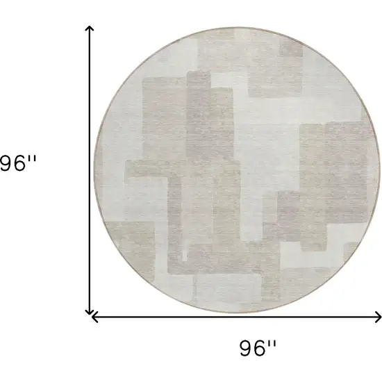 8' Beige Tan And Taupe Round Abstract Washable Indoor Outdoor Area Rug Photo 8