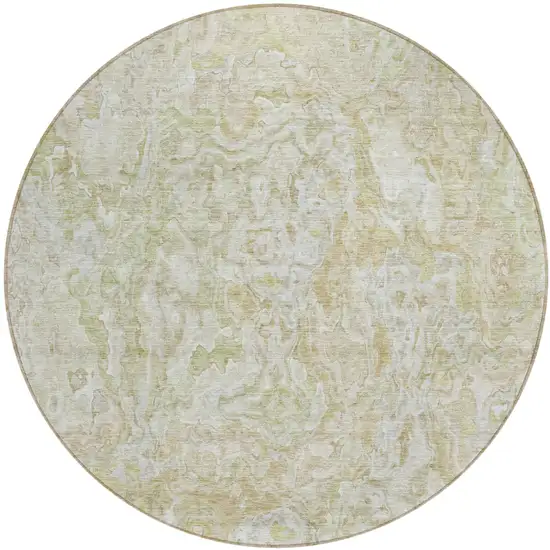 8' Beige Tan And Taupe Round Abstract Washable Indoor Outdoor Area Rug Photo 2