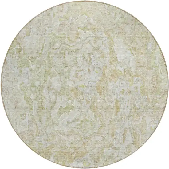 8' Beige Tan And Taupe Round Abstract Washable Indoor Outdoor Area Rug Photo 2