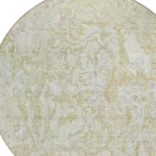8' Beige Tan And Taupe Round Abstract Washable Indoor Outdoor Area Rug Photo 5