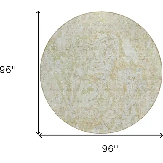 8' Beige Tan And Taupe Round Abstract Washable Indoor Outdoor Area Rug Photo 3