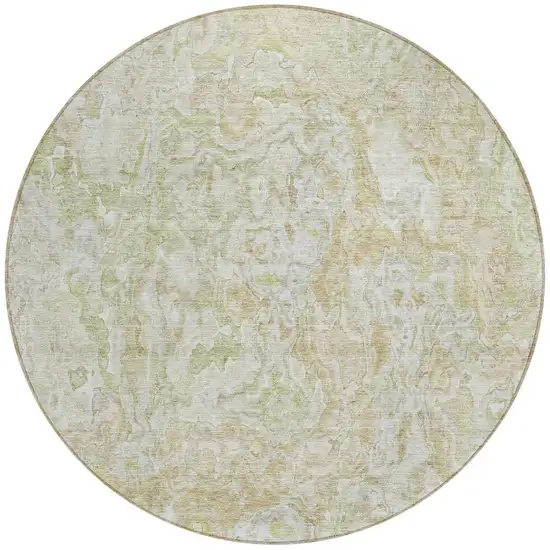 8' Beige Tan And Taupe Round Abstract Washable Indoor Outdoor Area Rug Photo 6